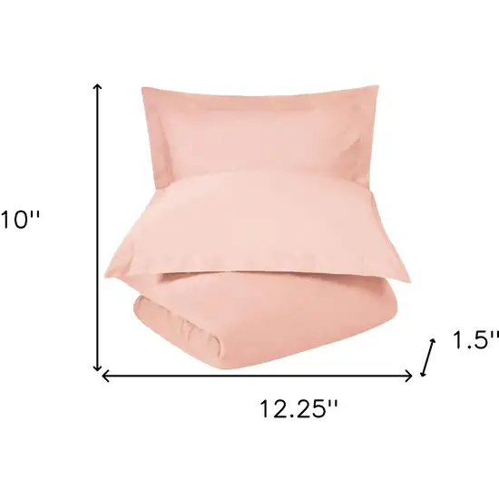 Blush Twin Cotton Washable Duvet Cover Set With Sham Photo 5
