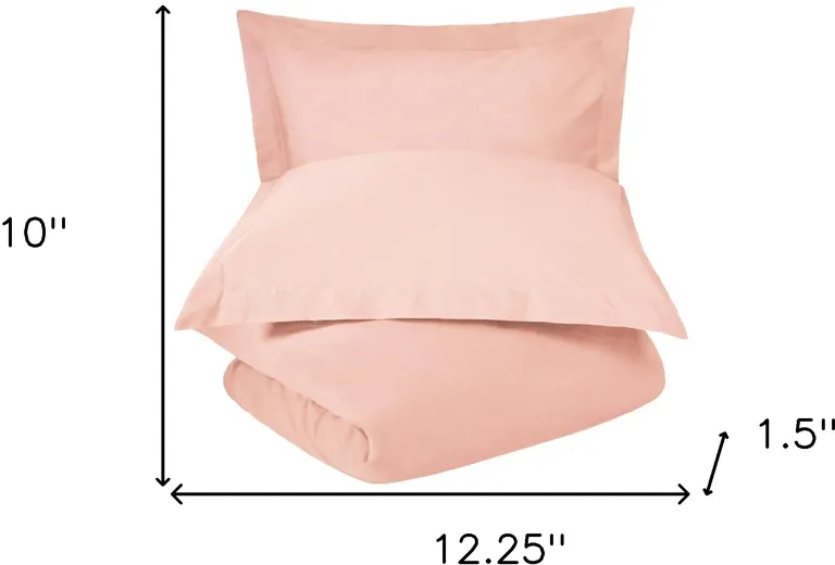 Blush Twin Cotton Washable Duvet Cover Set With Sham Photo 5