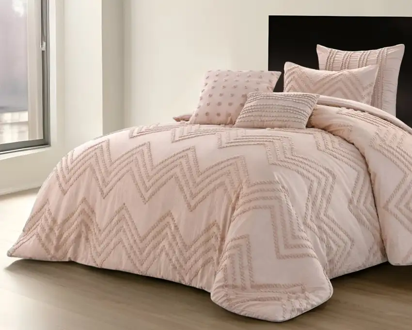 Blush Twin Polyester 180 Thread Count Washable Duvet Cover Set Photo 1