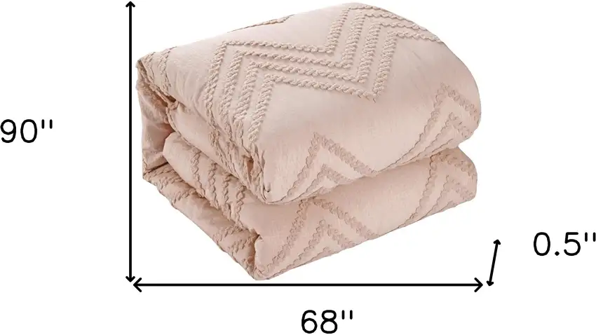 Blush Twin Polyester 180 Thread Count Washable Duvet Cover Set Photo 9