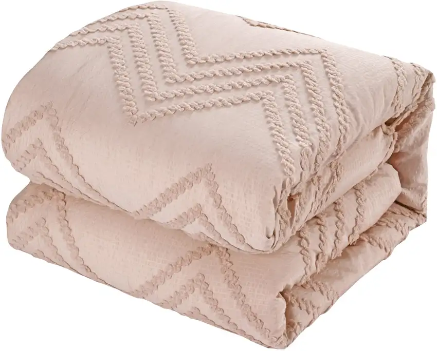 Blush Twin Polyester 180 Thread Count Washable Duvet Cover Set Photo 7