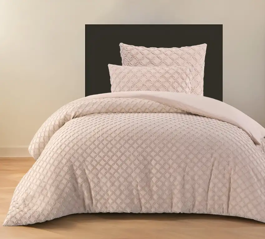 Blush Twin Polyester 180 Thread Count Washable Duvet Cover Set Photo 1
