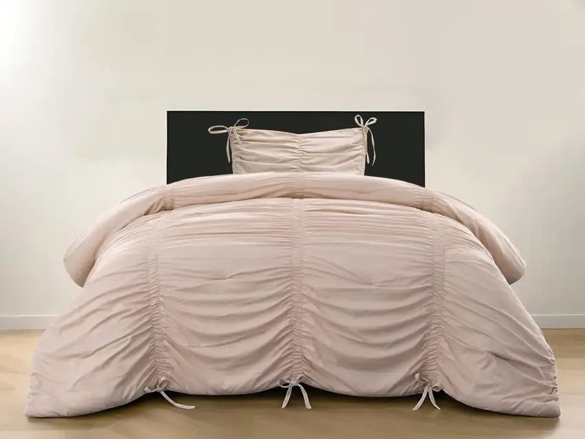 Blush Twin Polyester 180 Thread Count Washable Down Comforter Set Photo 1