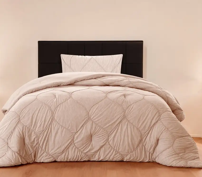 Blush Twin Polyester 180 Thread Count Washable Down Comforter Set Photo 1