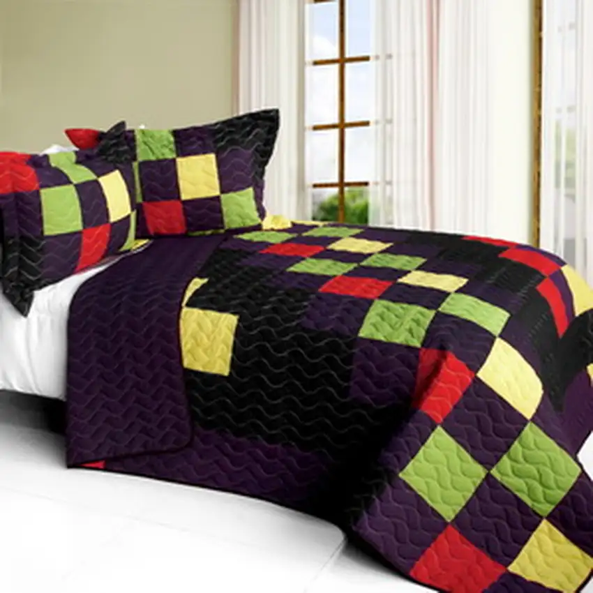 Break Free Party -  3PC Vermicelli - Quilted Patchwork Quilt Set (Full/Queen Size) Photo 2
