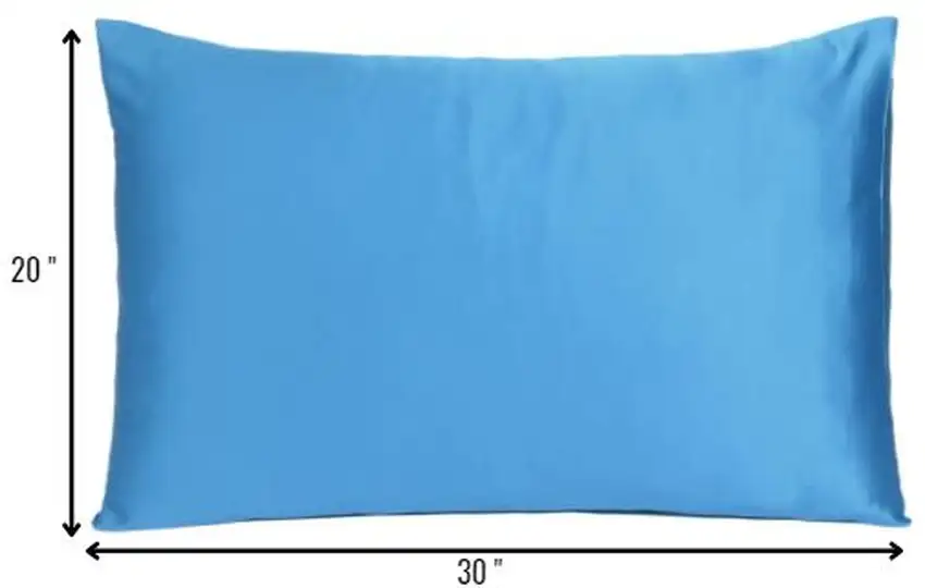 Bright Blue Dreamy Set Of 2 Silky Satin Queen Pillowcases Photo 8