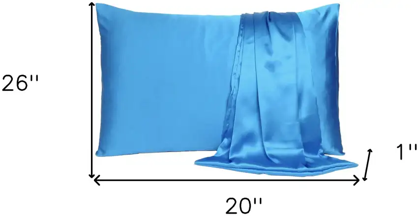 Bright Blue Dreamy Set Of 2 Silky Satin Standard Pillowcases Photo 8