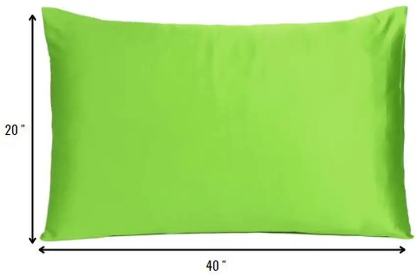 Set of Two Bright Green Dreamy Silky Satin King Pillowcases Photo 8