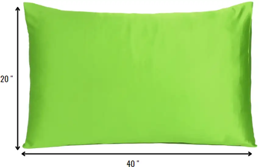 Bright Green Dreamy Set Of 2 Silky Satin King Pillowcases Photo 8