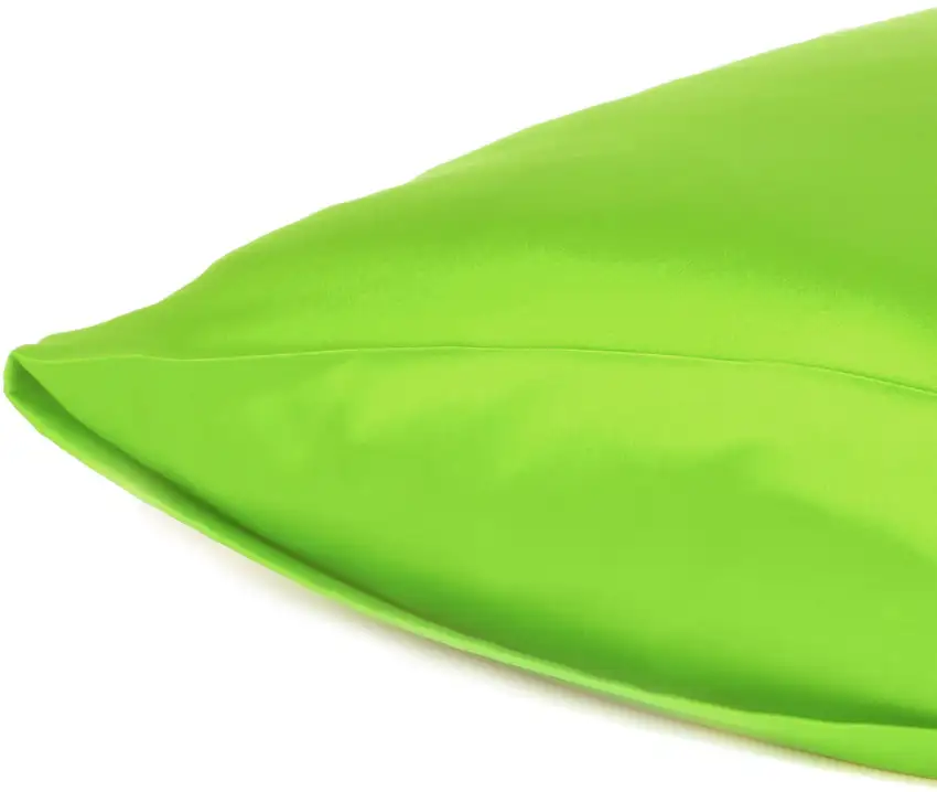 Bright Green Dreamy Set Of 2 Silky Satin King Pillowcases Photo 5