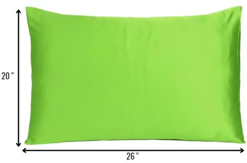 Bright Green Dreamy Set Of 2 Silky Satin Standard Pillowcases Photo 8