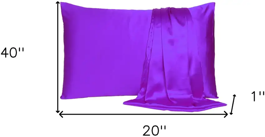Bright Purple Dreamy Set Of 2 Silky Satin King Pillowcases Photo 8