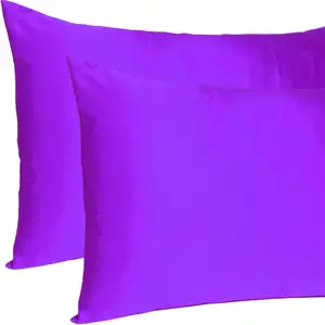 Photo of Bright Purple Dreamy Set Of 2 Silky Satin Queen Pillowcases
