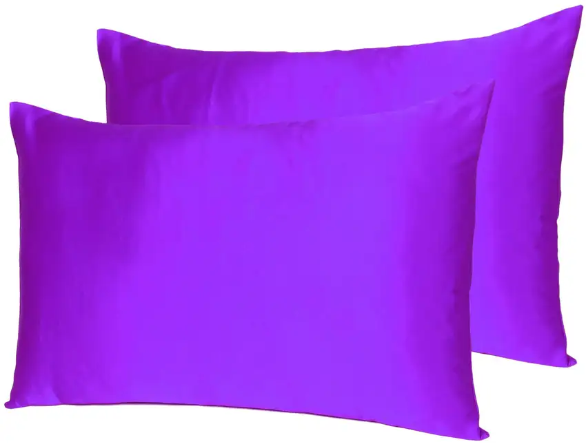 Bright Purple Dreamy Set Of 2 Silky Satin Standard Pillowcases Photo 7