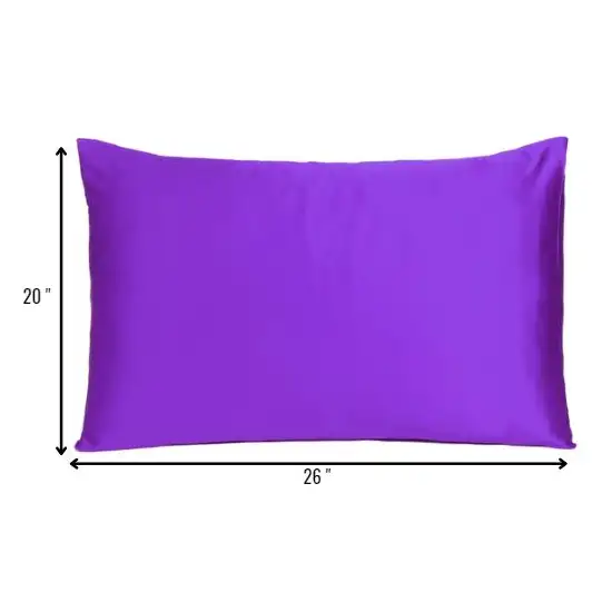 Bright Purple Dreamy Set Of 2 Silky Satin Standard Pillowcases Photo 8