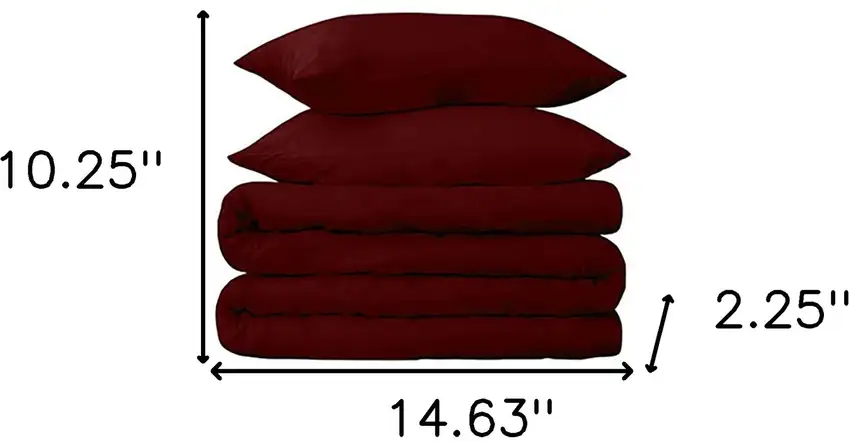Burgundy  Cotton Blend 650 Thread Count Washable Duvet Cover Set Photo 4