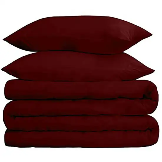 Burgundy  Cotton Blend 650 Thread Count Washable Duvet Cover Set Photo 2