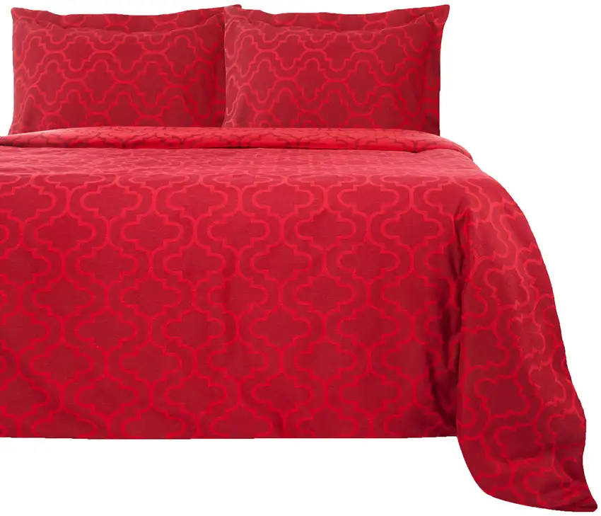 Burgundy  Cotton Blend Thread Count Washable Duvet Cover Set Photo 1