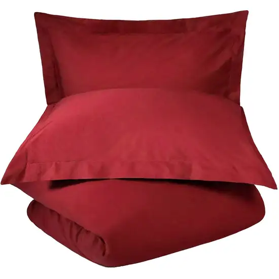 Burgundy King 100% Cotton 300 Thread Count Washable Duvet Cover Set Photo 1
