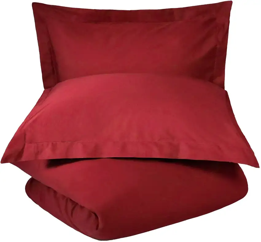 Burgundy King 100% Cotton 300 Thread Count Washable Duvet Cover Set Photo 1