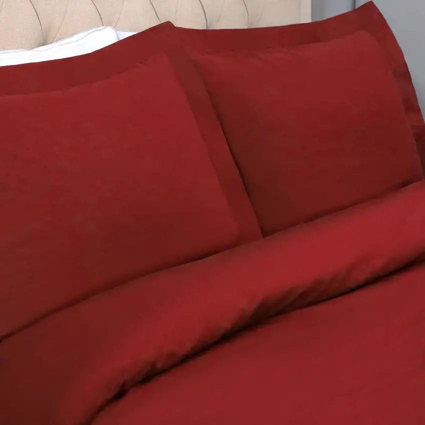 Burgundy King 100% Cotton 300 Thread Count Washable Duvet Cover Set Photo 2