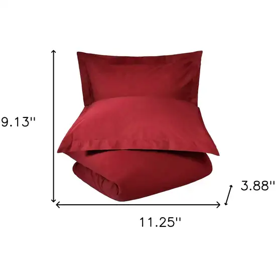 Burgundy King 100% Cotton 300 Thread Count Washable Duvet Cover Set Photo 6