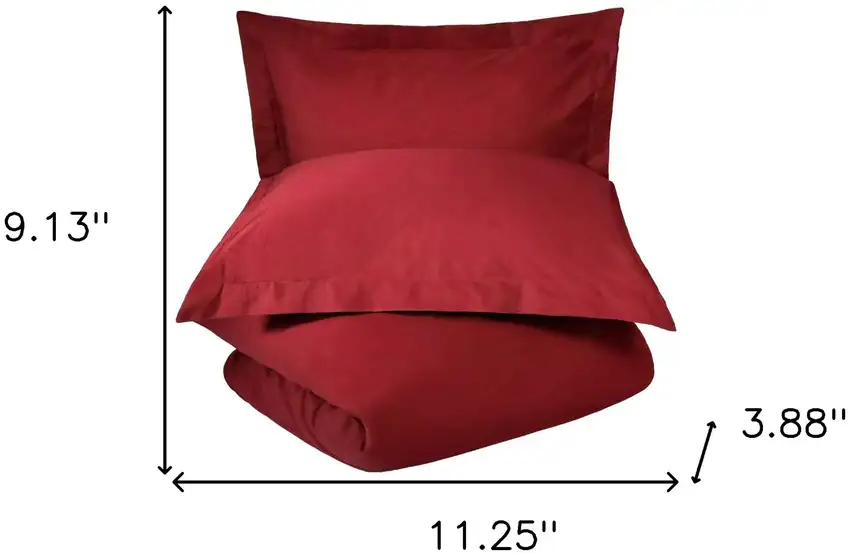 Burgundy King 100% Cotton 300 Thread Count Washable Duvet Cover Set Photo 6