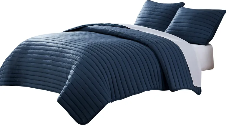 Cabe 3 Piece Queen Comforter Set, Polyester Puffer Channel Quilt Photo 1