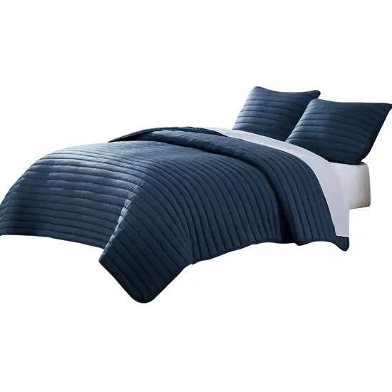 Cabe 3 Piece Queen Comforter Set, Polyester Puffer Channel Quilt Photo 1