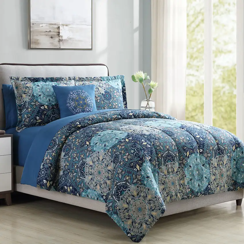 Caen 8 Piece King Size Printed Reversible Bed Set The Urban Port Photo 2