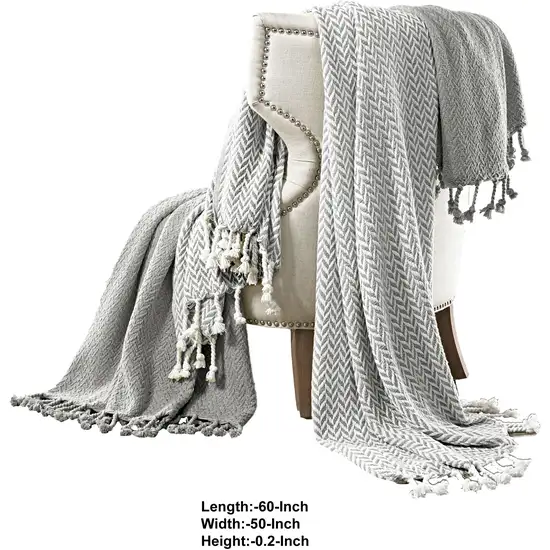Calabria Herringbone Cotton Throw The Urban Port, Set of 2 Photo 2