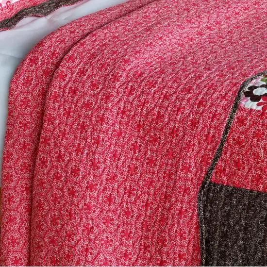 Candy Floral -  Cotton 3PC Vermicelli-Quilted Patchwork Quilt Set (Full/Queen Size) Photo 4