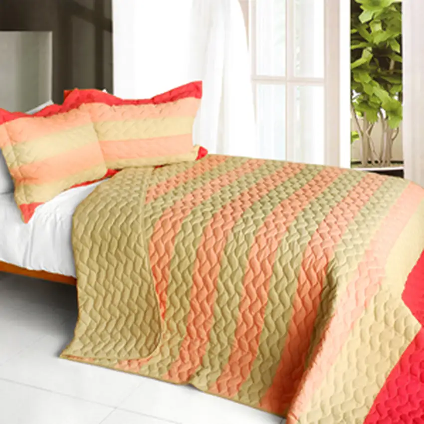 Champagne Honey -  3PC Patchwork Quilt Set (Full/Queen Size) Photo 1