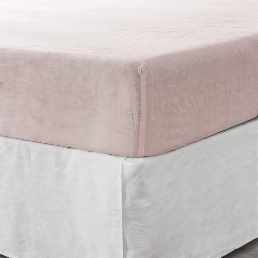 Champagne Pink Linen  Fitted sheet Photo 3