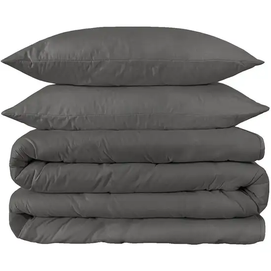Charcoal Queen Cotton Blend 1200 Thread Count Washable Duvet Cover Set Photo 3