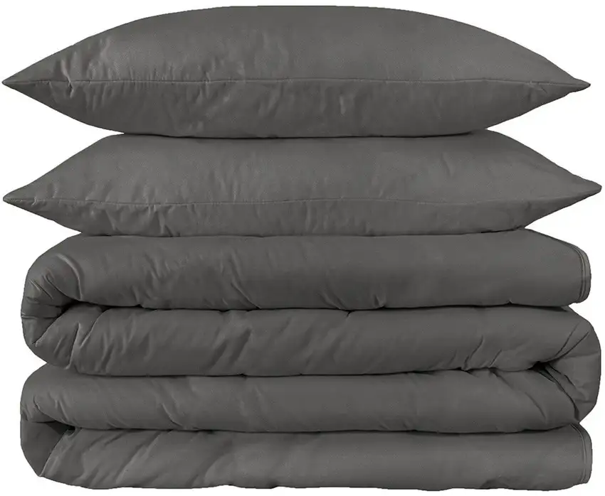 Charcoal Queen Cotton Blend 1200 Thread Count Washable Duvet Cover Set Photo 3