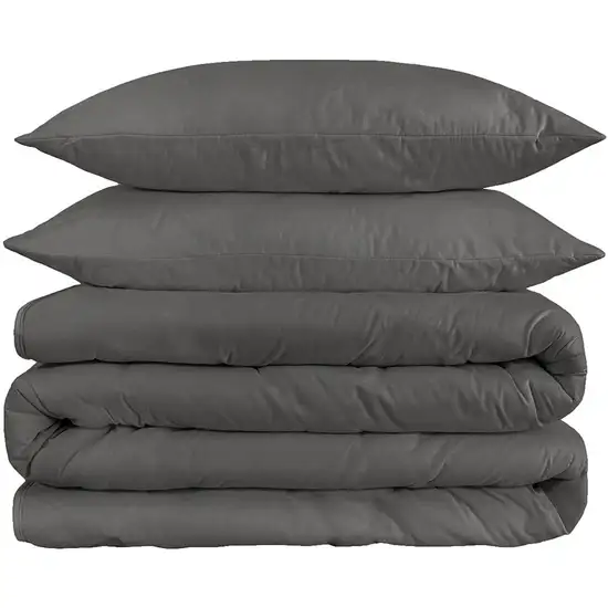 Charcoal Queen Cotton Blend 1200 Thread Count Washable Duvet Cover Set Photo 1
