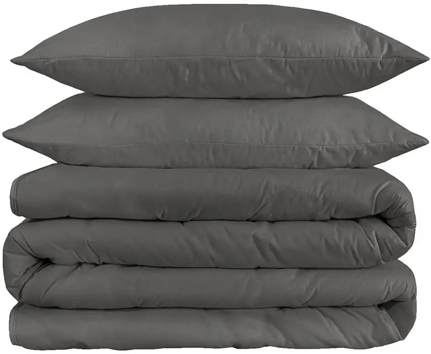 Charcoal Queen Cotton Blend 1200 Thread Count Washable Duvet Cover Set Photo 1