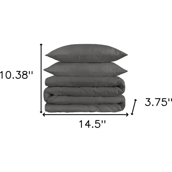 Charcoal Queen Cotton Blend 1200 Thread Count Washable Duvet Cover Set Photo 4