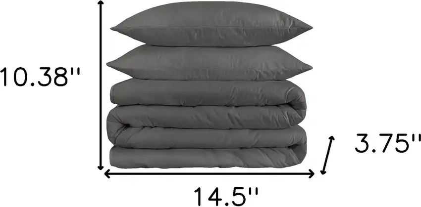Charcoal Queen Cotton Blend 1200 Thread Count Washable Duvet Cover Set Photo 4