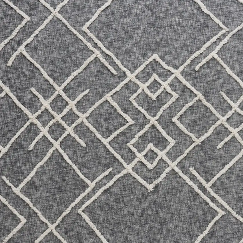 Charcoal and Off White Geometric  Cotton Coverlet With Fringe Photo 7
