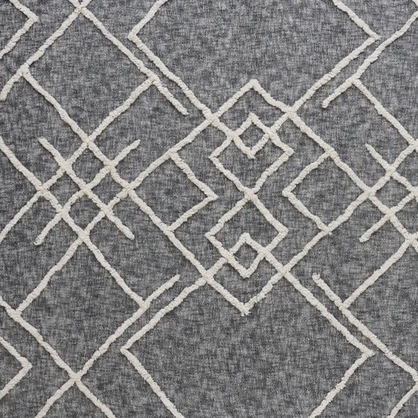 Charcoal and Off White Geometric  Cotton Coverlet With Fringe Photo 7