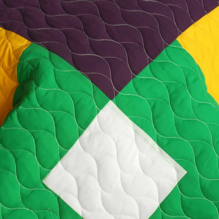 Checkers - 3PC Vermicelli-Quilted Patchwork Quilt Set (Full/Queen Size) Photo 4