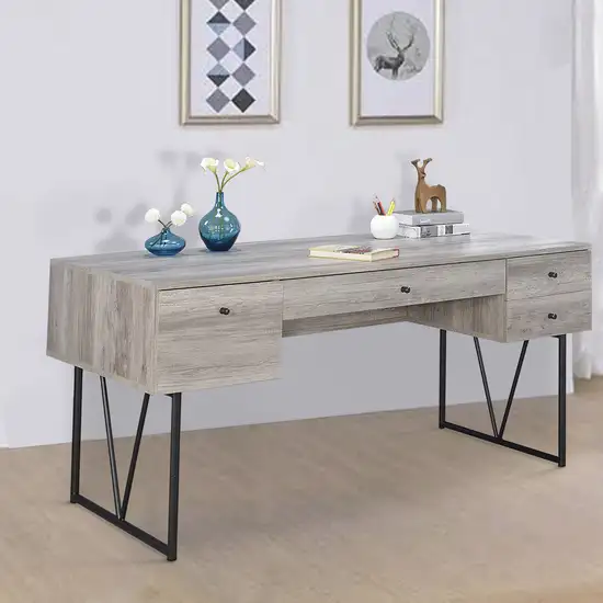 Chic Atelier Writing Desk 4 Drawer, Driftwood Gray Photo 6
