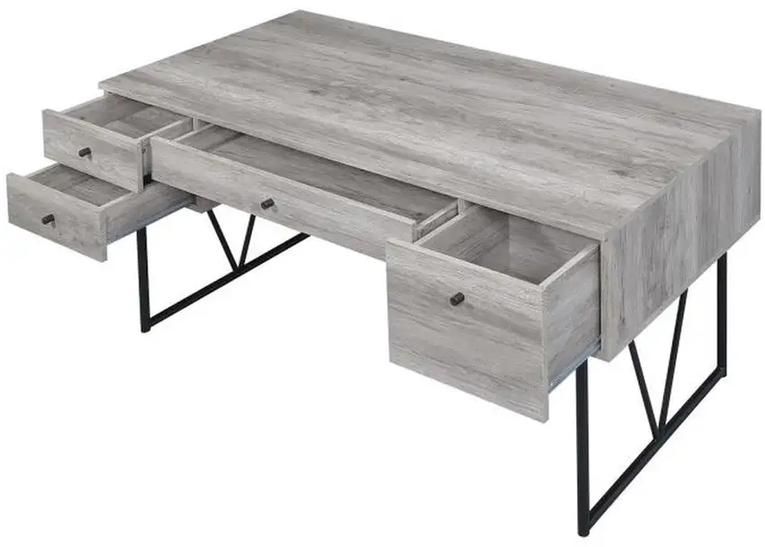 Chic Atelier Writing Desk 4 Drawer, Driftwood Gray Photo 4