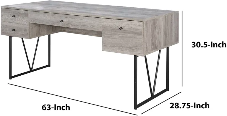 Chic Atelier Writing Desk 4 Drawer, Driftwood Gray Photo 5