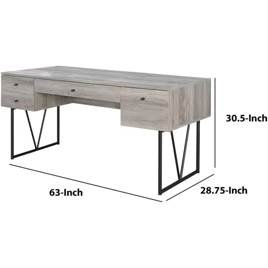 Chic Atelier Writing Desk 4 Drawer, Driftwood Gray Photo 5