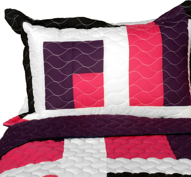 City of Wine - 3PC Vermicelli-Quilted Patchwork Quilt Set (Full/Queen Size) Photo 2
