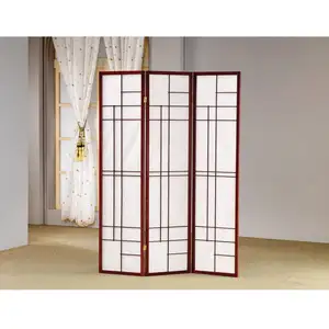 Photo of Classic 3 Panel Wooden Folding Screen, Brown