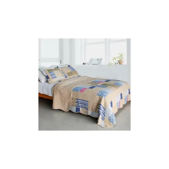 Classic Plaids -  Cotton 3PC Vermicelli-Quilted Patchwork Quilt Set (Full/Queen Size) Photo 2